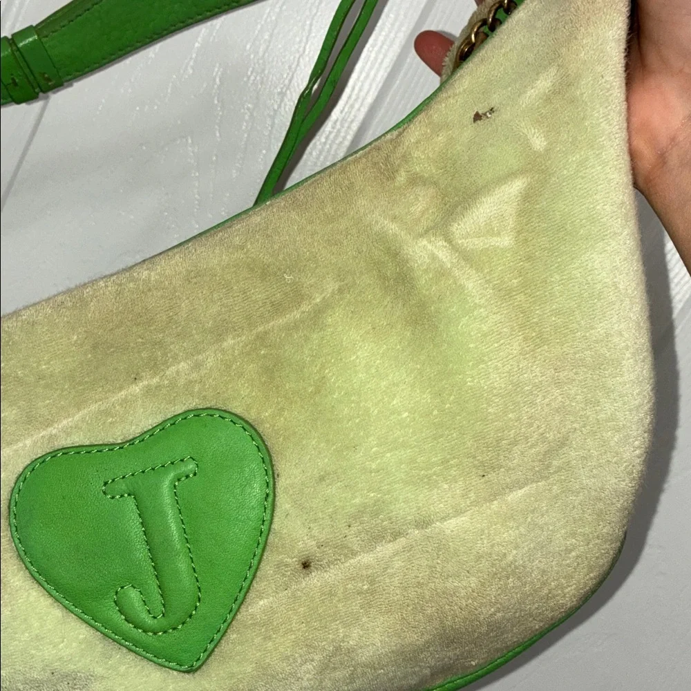 Y2K VINTAGE JUICY COUTURE Viva La Juicy Green VELOUR LEATHER Hobo Bag PURSE